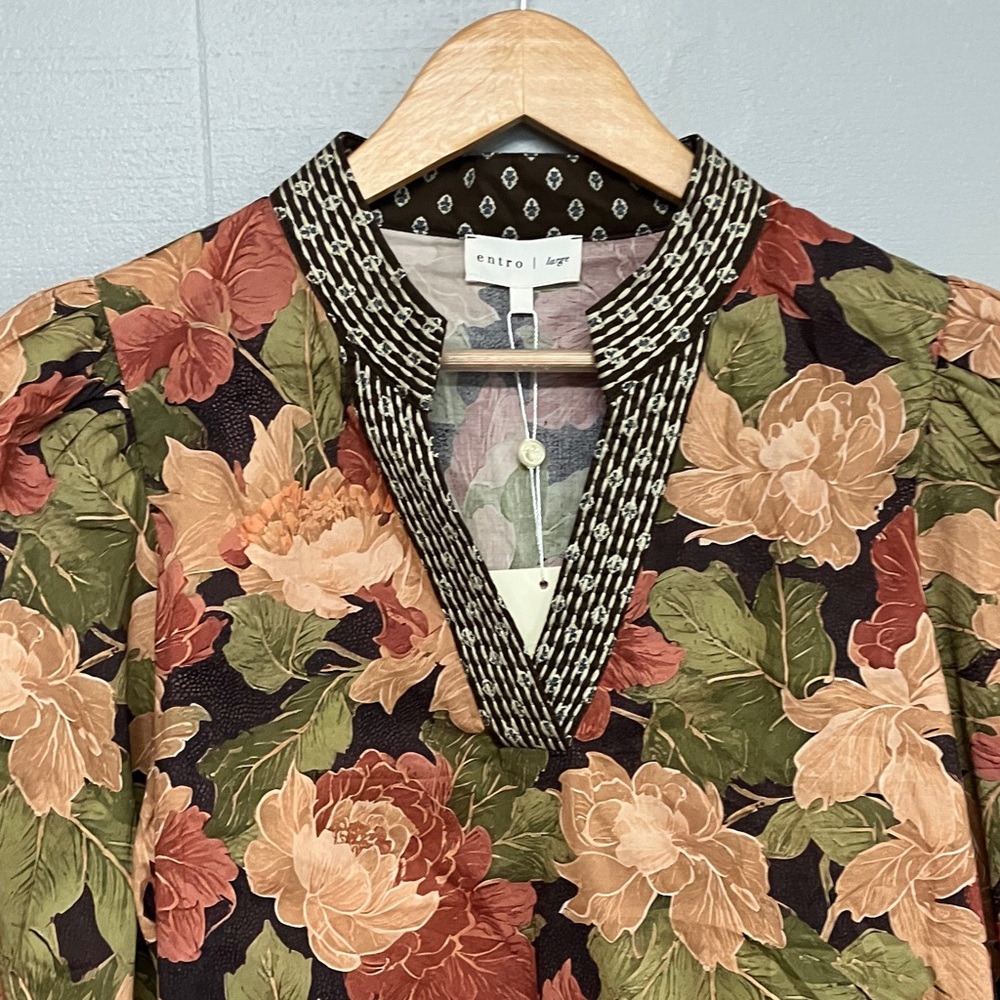 NWT Fall Entro Floral Top Blouse Shirt Large - Picture 4 of 14